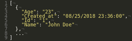 Saída JSON padrão