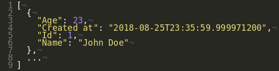 Saída JSON com tipos nativos
